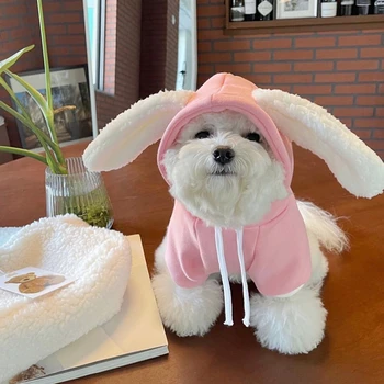 Kawaii Bunny Ausis Pelēkā Vārna Suņu Apģērbu Cietā Mazo Suņu Apģērbu Kucēnu Pavasarī, Rudenī Mīksto Korejas Modes Smieklīgi Cute Pet Produkti