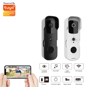 Tuya Smart Home Video Durvju WiFi Āra Bezvadu Durvju zvanu Ūdensizturīgu Akumulatora Domofons Google Alexa Tālruņa Skaļruni Fotokameras