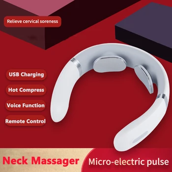 Smart Electric Neck Massager Apkures Impulsa Dzemdes Kakla Masāža Tālvadības Pults Balss Broadcast Kakla Sāpju Relaksācijas Līdzeklis