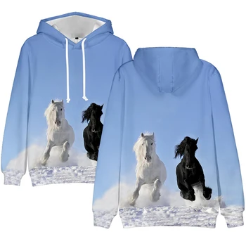 Modes 3D Drukāšanas Zirgu Hoodies Vīriešiem un Sievietēm Ielas Apģērbu Kapuci Zirgu sporta Krekls Unicorn Pulovers Jauniešu Ikdienas Apģērbu