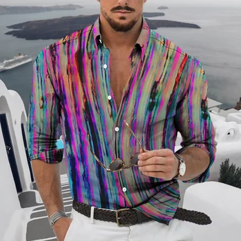 Vīriešu Krekli Luksusa Sociālo Savukārt Apkakle Buttoned Krekls Gadījuma Režģu Drukāt garām Piedurknēm Topi Vīriešu Apģērbu Kluba Balli Jaciņa