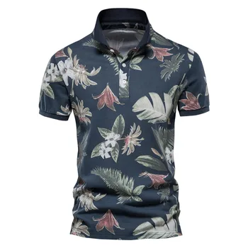2022 vīriešu vasaras Kokvilnas Havaju Stila Vīriešu Polo Krekls ar Īsām Piedurknēm Premium Gadījuma Sociālās Vīriešu Polo T Krekls Vasaras Vīriešu Top