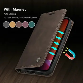 CaseMe Oriģinālā Retro Lietā Par iPhone 13 11 Pro Magnētisko Karti, Flip Stends, Maks iPhone 12 min X s Max 6 7 8 Plus SE2020 Gadījumā