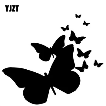 YJZT 16.4 CM*14.7 CM Butterfly Modes Automašīnas Bufera Uzlīmes Rotā Vinila Decal Modelis Melna/Sudraba C4-2510